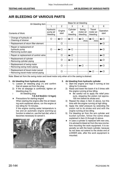 Komatsu PC210 PC240-7K Excavator Service Manual | 2002-2006 - sample page 4