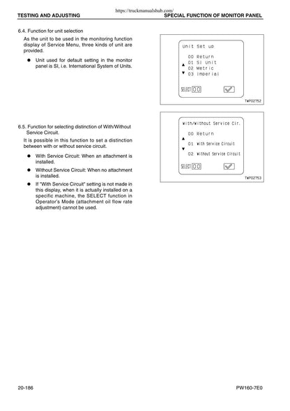Komatsu PW160-7E0 Wheeled Excavator Service Manual | 2007-2011 - sample page 4