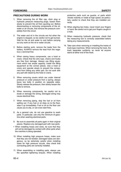 Komatsu PW160-7K Wheeled Excavator Service Manual | 2004-2008 - sample page 7