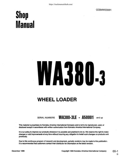 Komatsu WA380-3 Wheel Loader Service Manual | 1996-2000 - sample page 1