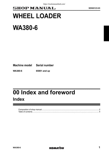 Komatsu WA380-6 Wheel Loader Service Manual | 2008-2012 - sample page 5