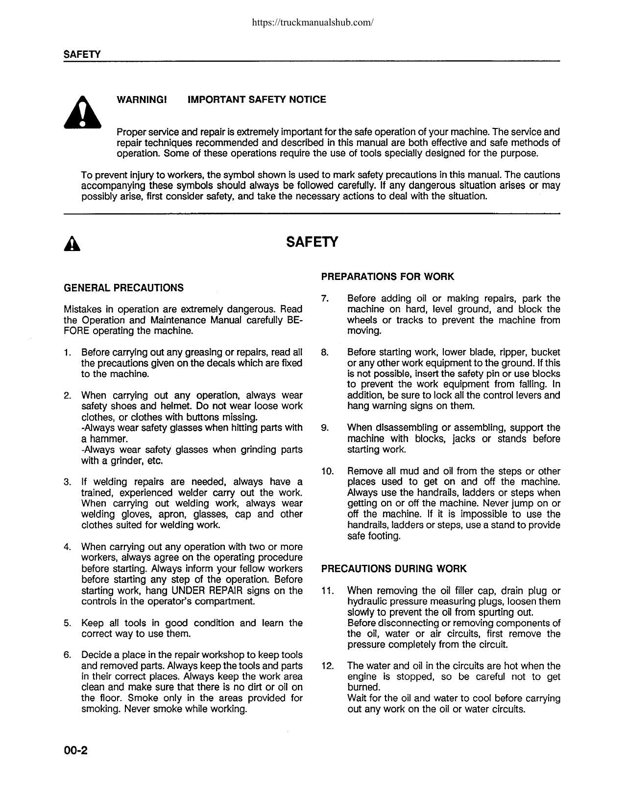 Komatsu WA250-1LC Wheel Loader Service Manual | 1992-1996 - sample page 8