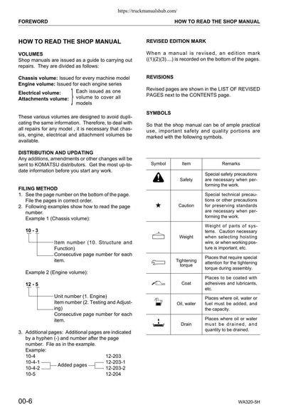 Komatsu WA320-5H Wheel Loader Service Manual | 2003-2007 - sample page 9