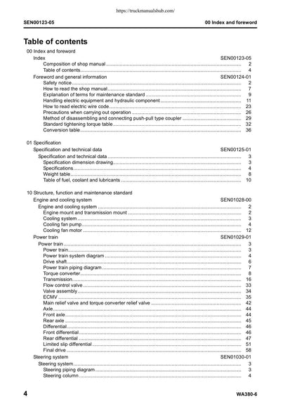 Komatsu WA380-6 Wheel Loader Service Manual | 2008-2012 - sample page 8