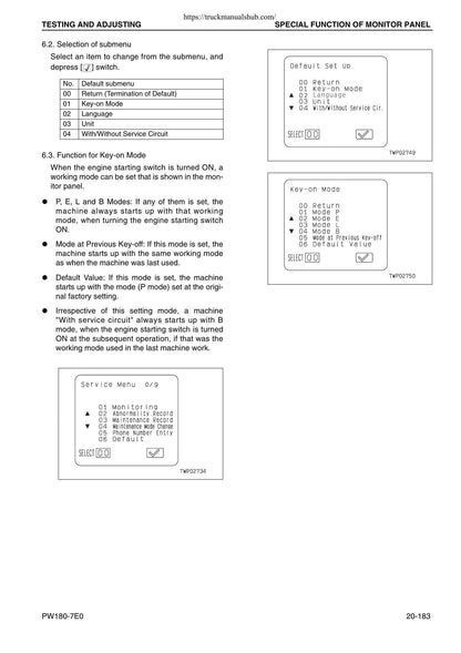 Komatsu PW180-7E0 Wheeled Excavator Service Manual | 2007-2011 - sample page 4