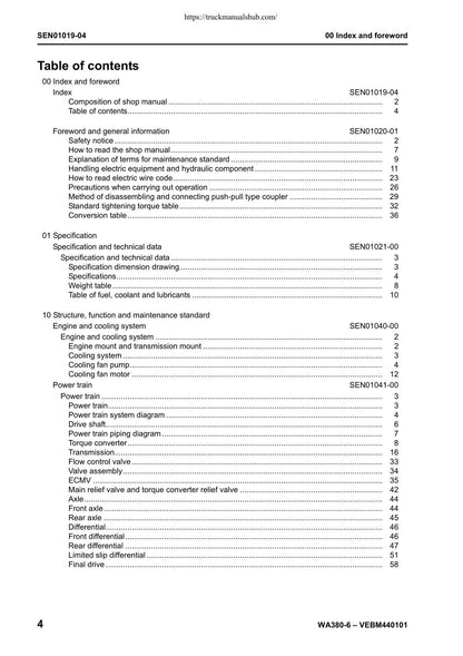 Komatsu WA380-6 Wheel Loader Service Manual | 2007-2011 - sample page 6