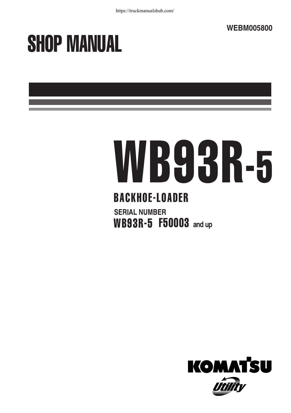 Komatsu WB93R-5 Backhoe Loader Service Manual | 2010-2014 - sample page 1