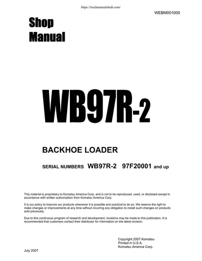 Komatsu WB97R-2 Backhoe Loader Service Manual | 2007-2011 - sample page 1