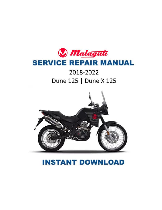 Malaguti Dune 125 Dune X 125 Motorcycle Service Manual | 2018-2022 - Service Manual PDF Instant Download