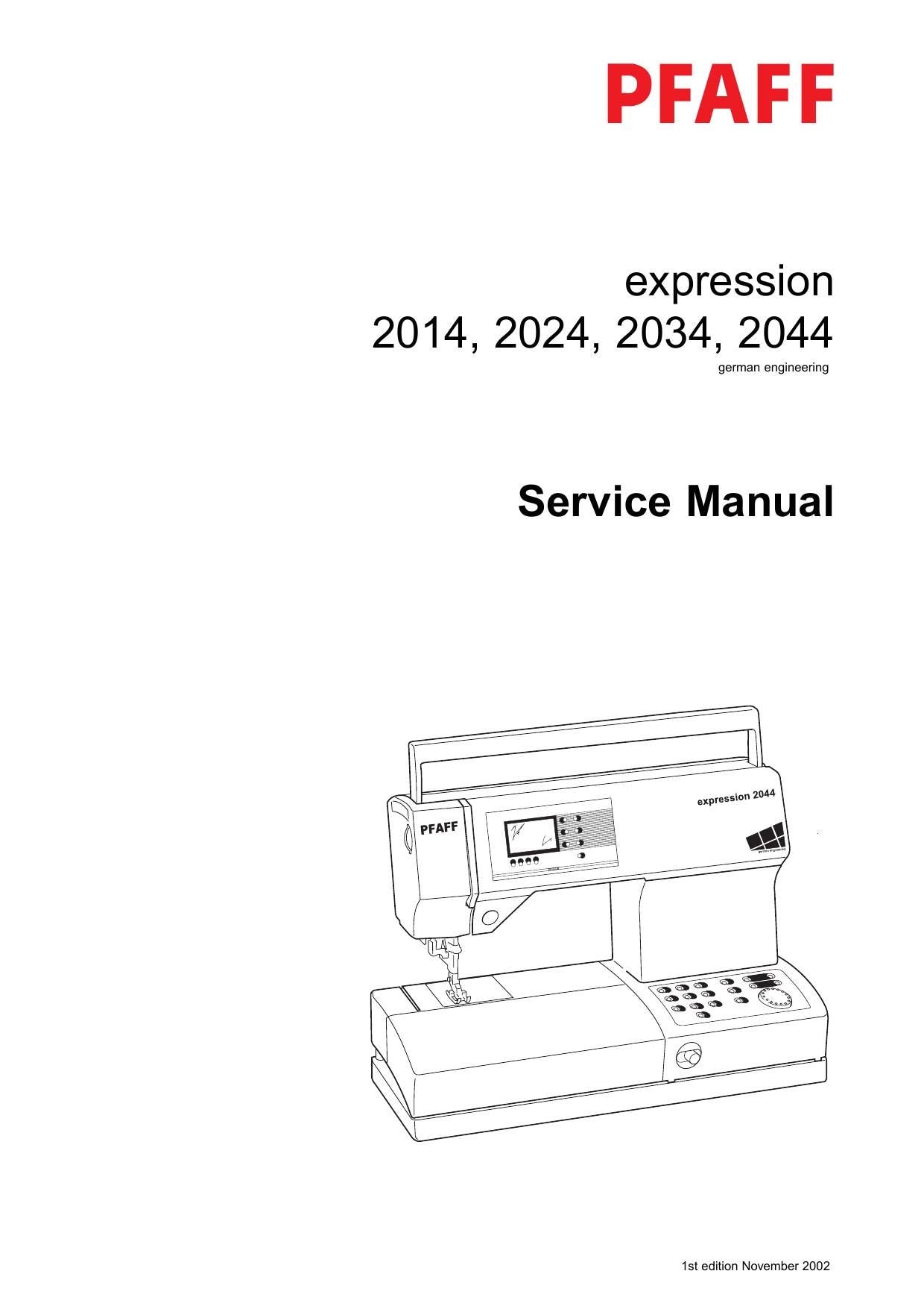 PFAFF Expression 2014 2024 2034 2044 Sewing Machine Service Manual | 2002-2006 - sample page 1