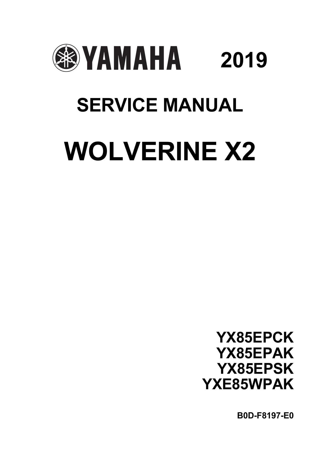 Yamaha Wolverine X2 UTV Service Manual | 2019-2023 - sample page 1