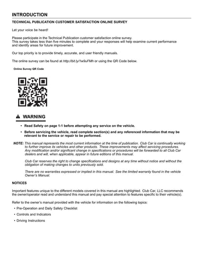 Club Car Precedent Villager 2 4 Golf Cart Service Manual | 2019-2023 - sample page 6