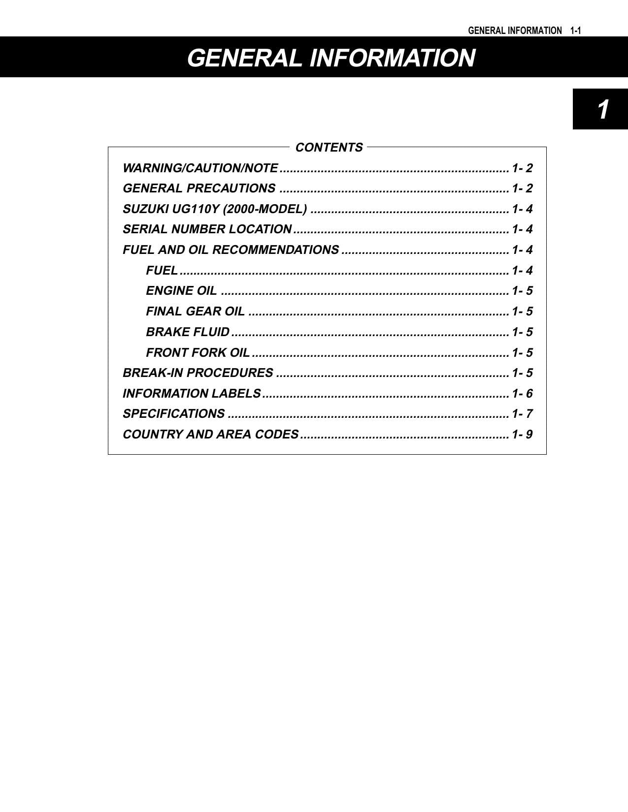 Suzuki UG110 Motorcycle Service Manual | 2000-2004 - sample page 4