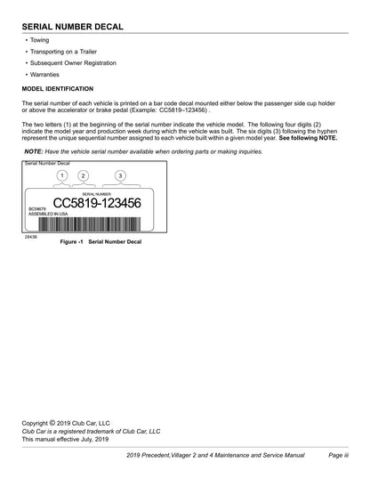 Club Car Precedent Villager 2 4 Golf Cart Service Manual | 2019-2023 - sample page 4