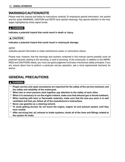 Suzuki UG110 Motorcycle Service Manual | 2000-2004 - sample page 5