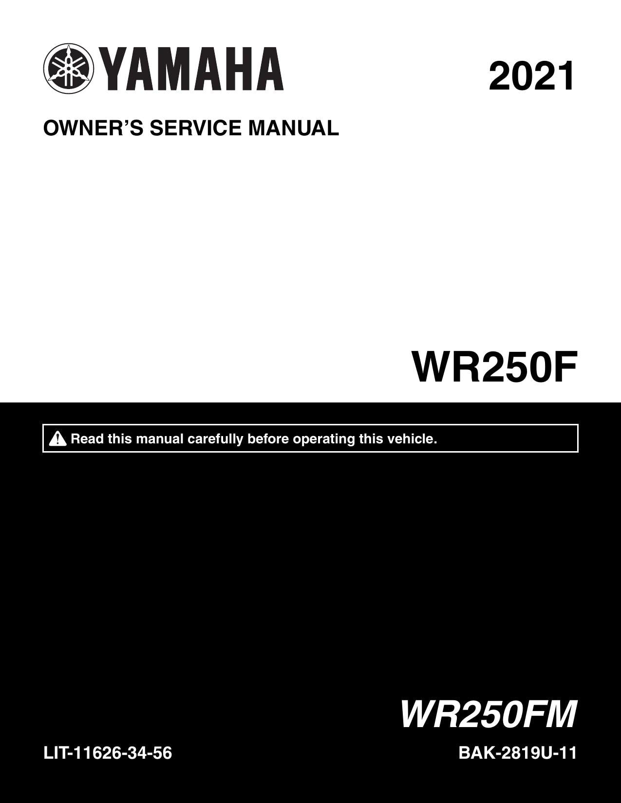Yamaha WR250F Motorcycle Service Manual | 2021-2025 - sample page 1