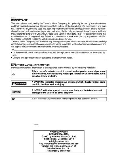 Yamaha TMAX Tech Max 560 Scooter Service Manual | 2020-2024 - sample page 7