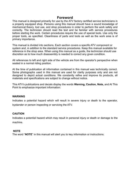 Linhai HY200X Z210 ATV Service Manual | 2022-2026 - sample page 2