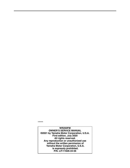 Yamaha WR250F Motorcycle Service Manual | 2021-2025 - sample page 7