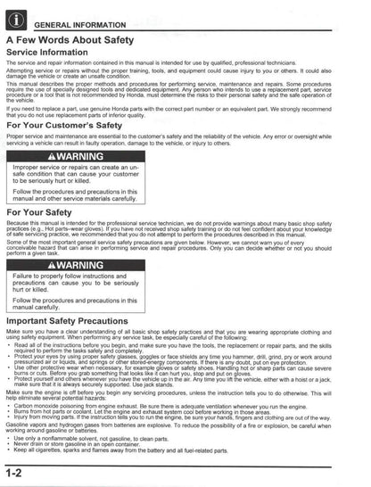 Honda CRF300L Motorcycle Service Manual | 2021-2025 - sample page 7
