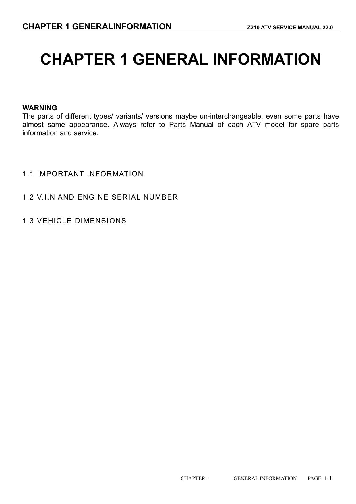 Linhai HY200X Z210 ATV Service Manual | 2022-2026 - sample page 5