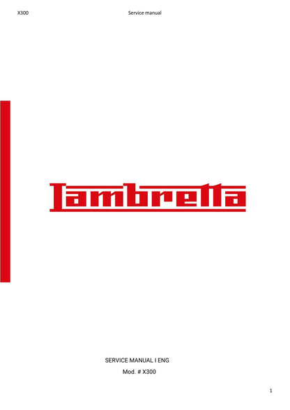 Lambretta X300 300cc Scooter Service Manual | 2023-2026 - sample page 1
