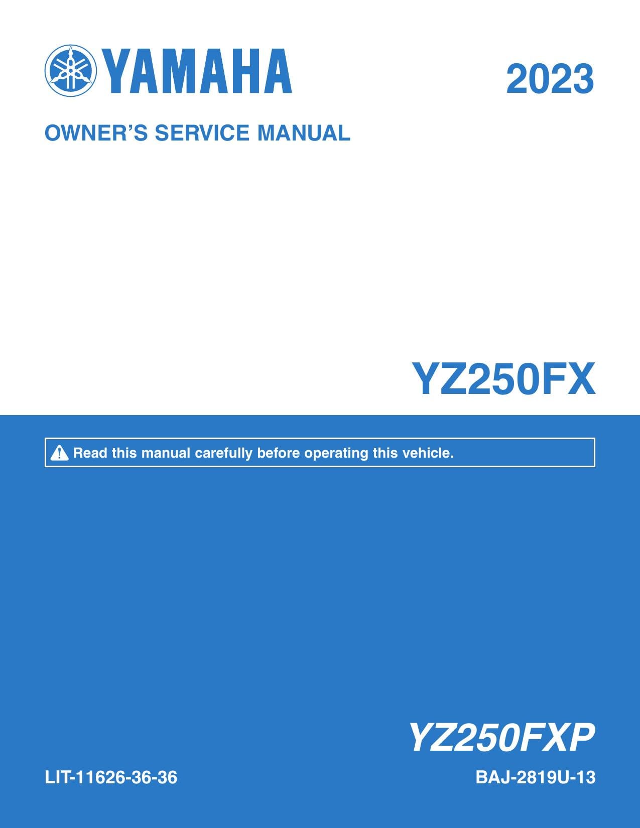 Yamaha YZ250FX Motorcycle Service Manual | 2023-2026 - sample page 1