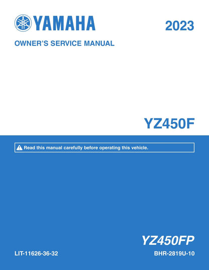 Yamaha YZ450F YZ450FP Motorcycle Service Manual | 2023-2026 - sample page 1