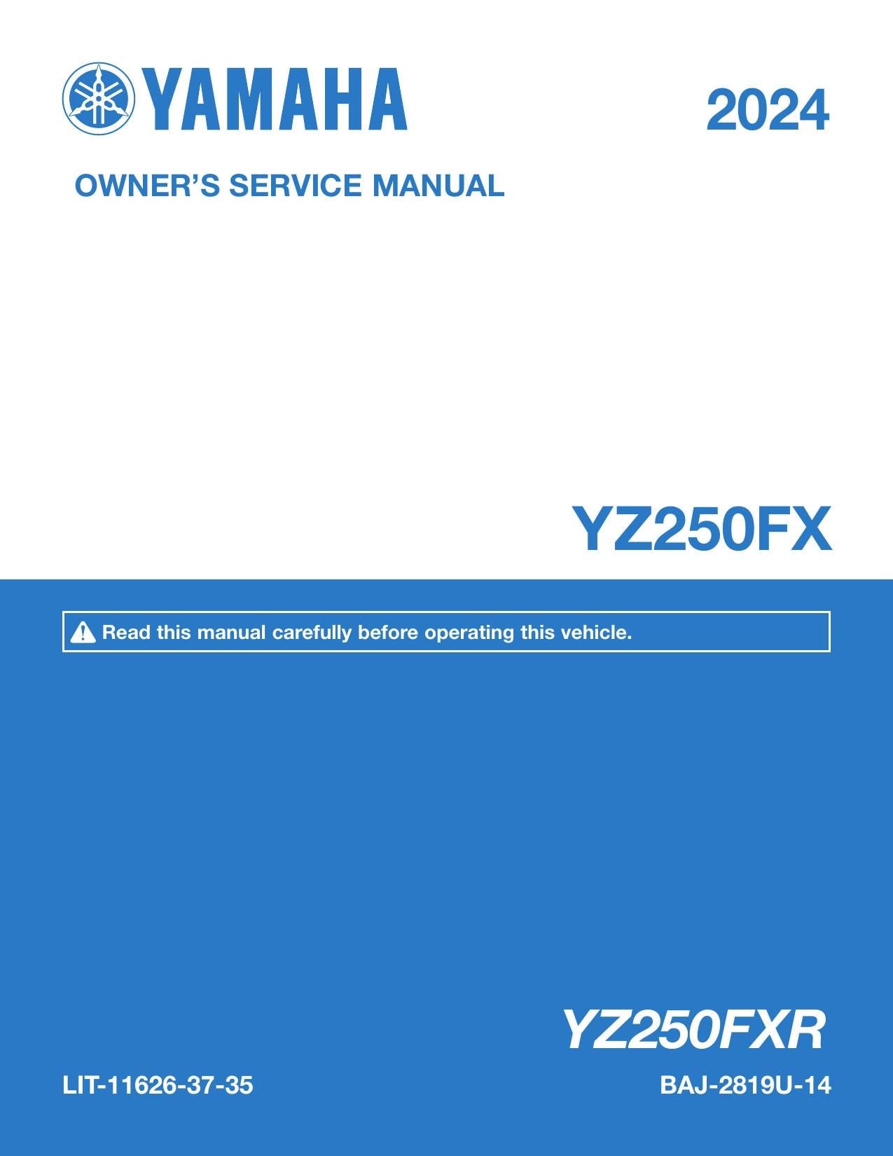 Yamaha YZ250FX Motorcycle Service Manual | 2024-2028 - sample page 1