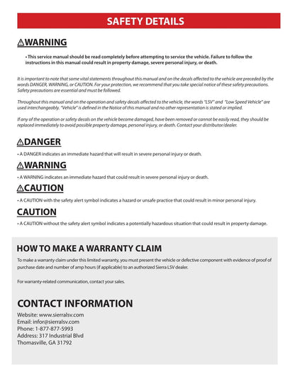 Sierra LSV AX1 AX2 AX3 AX4 Golf Cart Service Manual | 2024-2026 - sample page 8