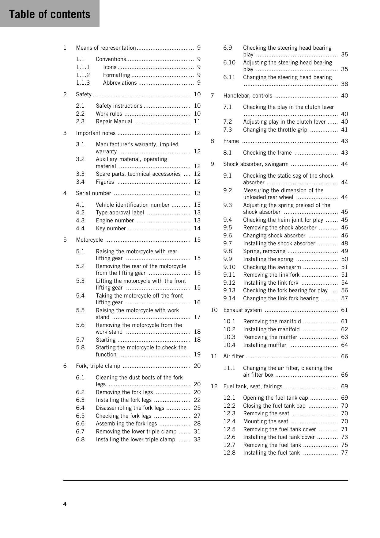 KTM 390 Adventure R Motorcycle Service Manual | 2025-2026 - sample page 5