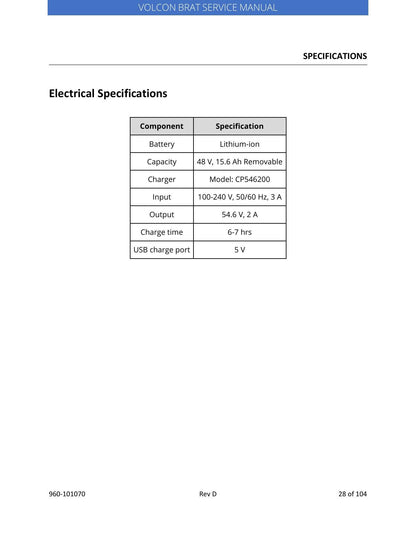 Volcon Brat E-Bike Electric Motorcycle Service Manual | 2023-2026 - sample page 8