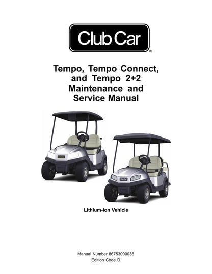 Club Car Tempo Golf Cart Service Manual | 2020-2024 - Service Manual PDF Instant Download