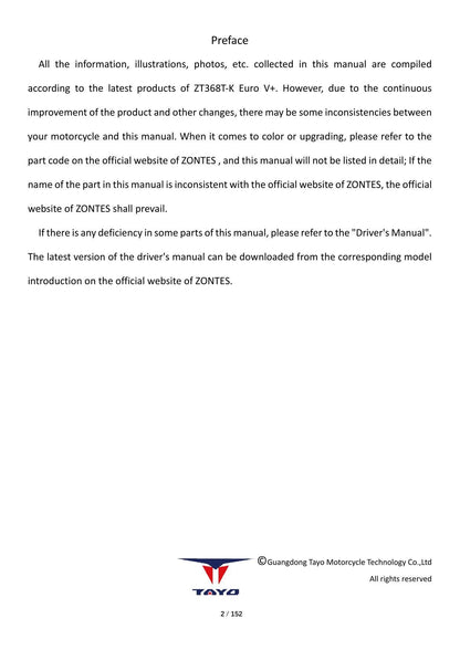 Zontes ZT368T-K Motorcycle Service Manual | 2026 - sample page 4