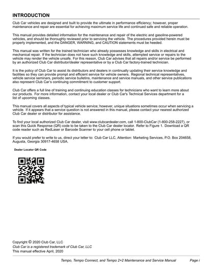 Club Car Tempo Golf Cart Service Manual | 2020-2024 - sample page 2