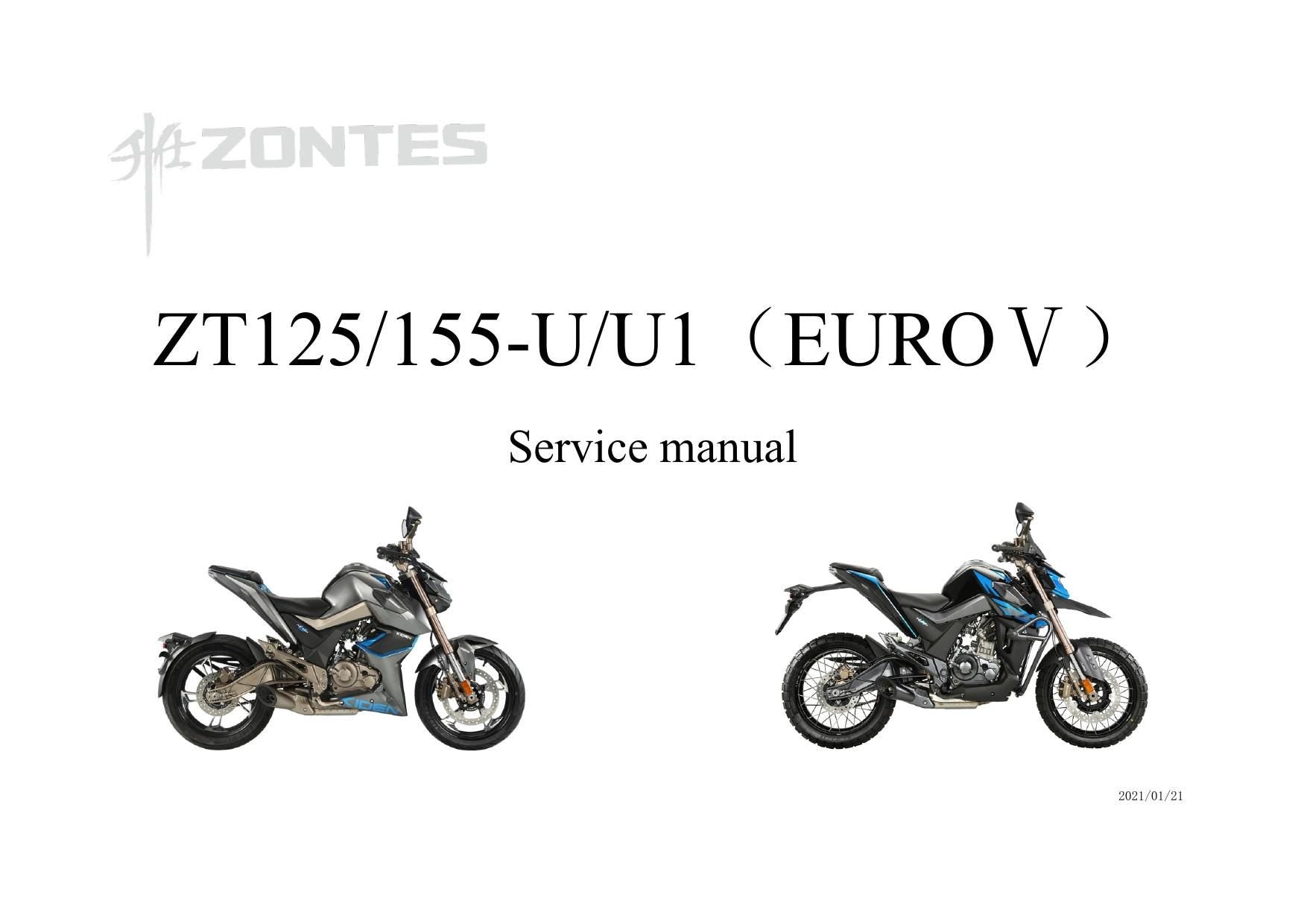 Zontes ZT125 ZT155 U U1 Euro V Motorcycle Service Manual | 2021-2025 - sample page 1