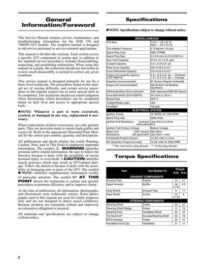 Tracker Off Road 570 & 700 EPS ATV Service Manual | 2020 - sample page 10