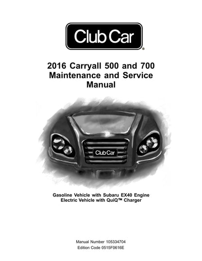 Club Car Carryall 500 700 Golf Cart Service Manual | 2016-2020 - sample page 1