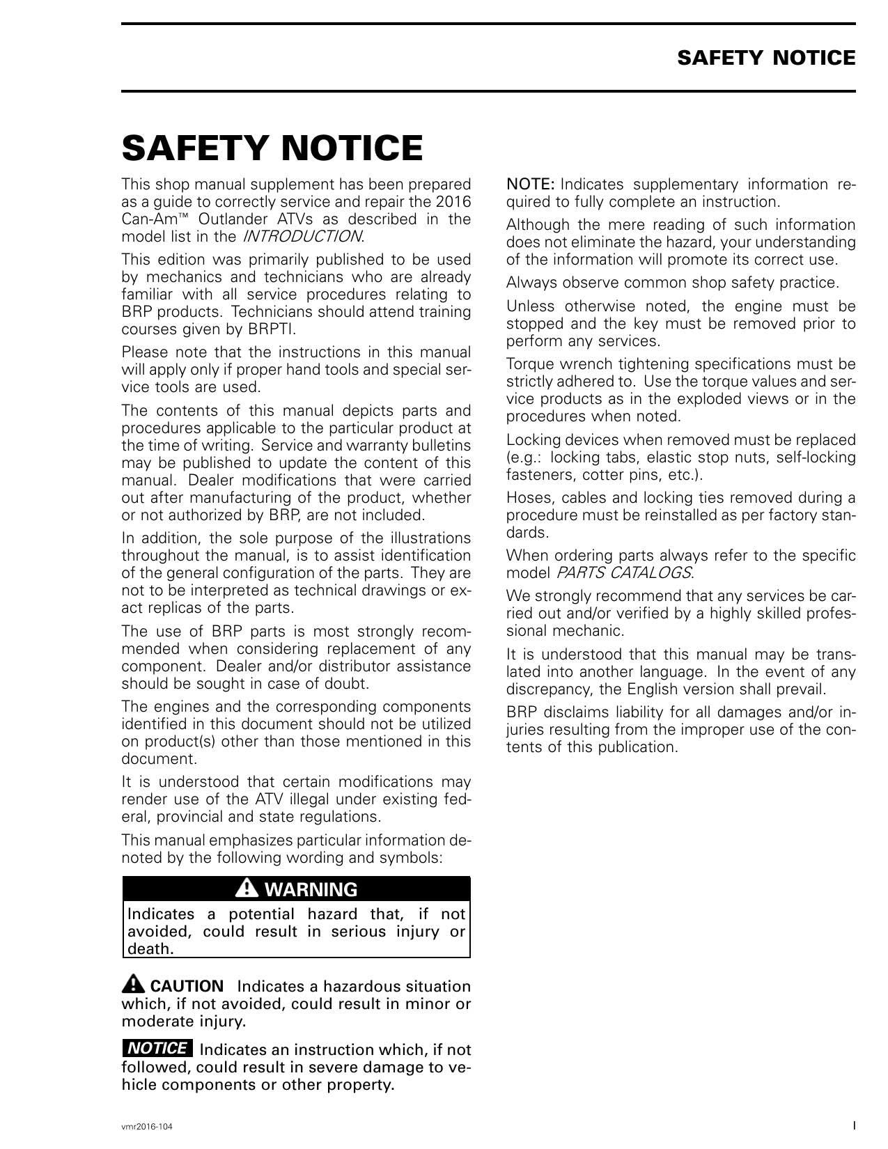 Can-Am Outlander 1000 MAX ATV Service Manual | 2016-2020 - sample page 8