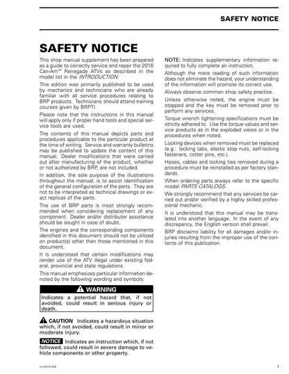 Can-Am Renegade 570 850 1000R ATV Service Manual | 2016-2020 - sample page 2