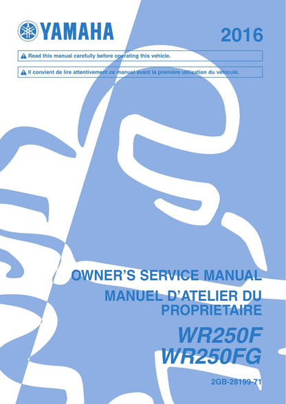Yamaha WR250F WR250FG Motorcycle Service Manual | 2016-2020 - sample page 1