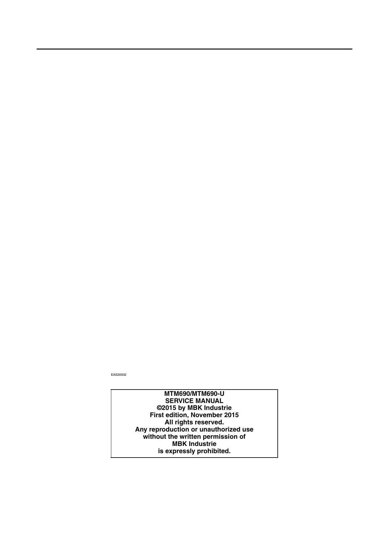 Yamaha XSR700 MTM690 Motorcycle Service Manual | 2016-2020 - sample page 8