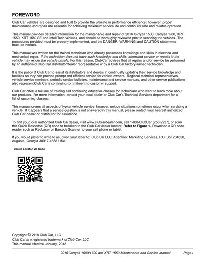 Club Car Carryall 1500 1700 XRT 1550 Golf Cart Service Manual | 2016-2020 - sample page 6