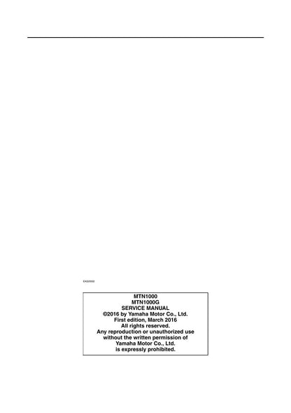 Yamaha MT-10 MTN1000 Motorcycle Service Manual | 2016-2020 - sample page 8