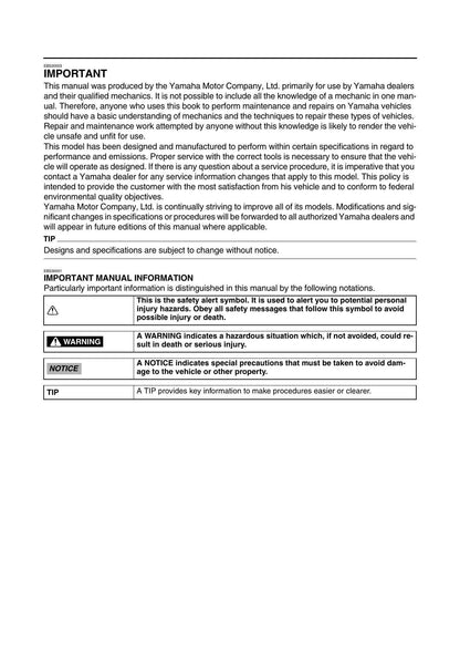 Yamaha Grizzly 700 ATV Service Manual | 2016-2020 - sample page 6