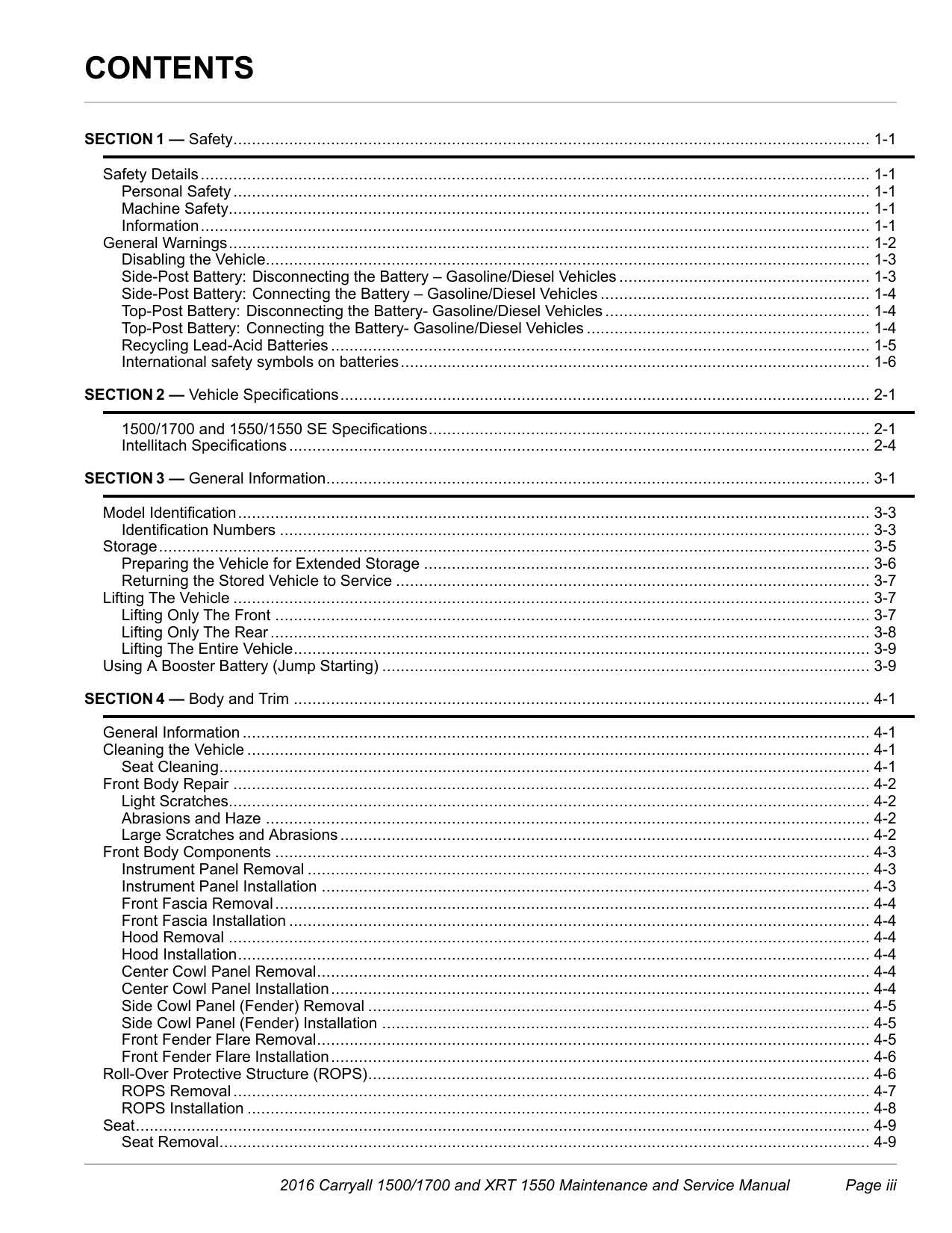 Club Car Carryall 1500 1700 XRT 1550 Golf Cart Service Manual | 2016-2020 - sample page 7