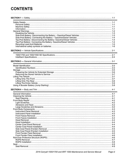 Club Car Carryall 1500 1700 XRT 1550 Golf Cart Service Manual | 2016-2020 - sample page 7