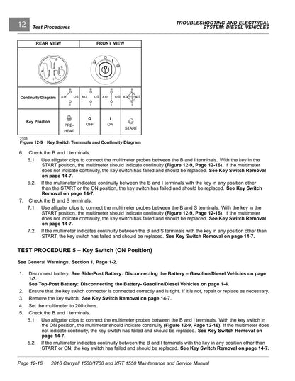 Club Car Carryall 1500 1700 XRT 1550 Golf Cart Service Manual | 2016-2020 - sample page 3