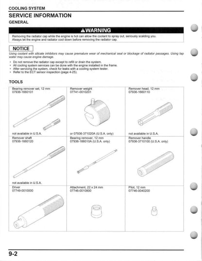 Honda CRF450R CRF450RX Motorcycle Service Manual | 2017-2018 - sample page 5
