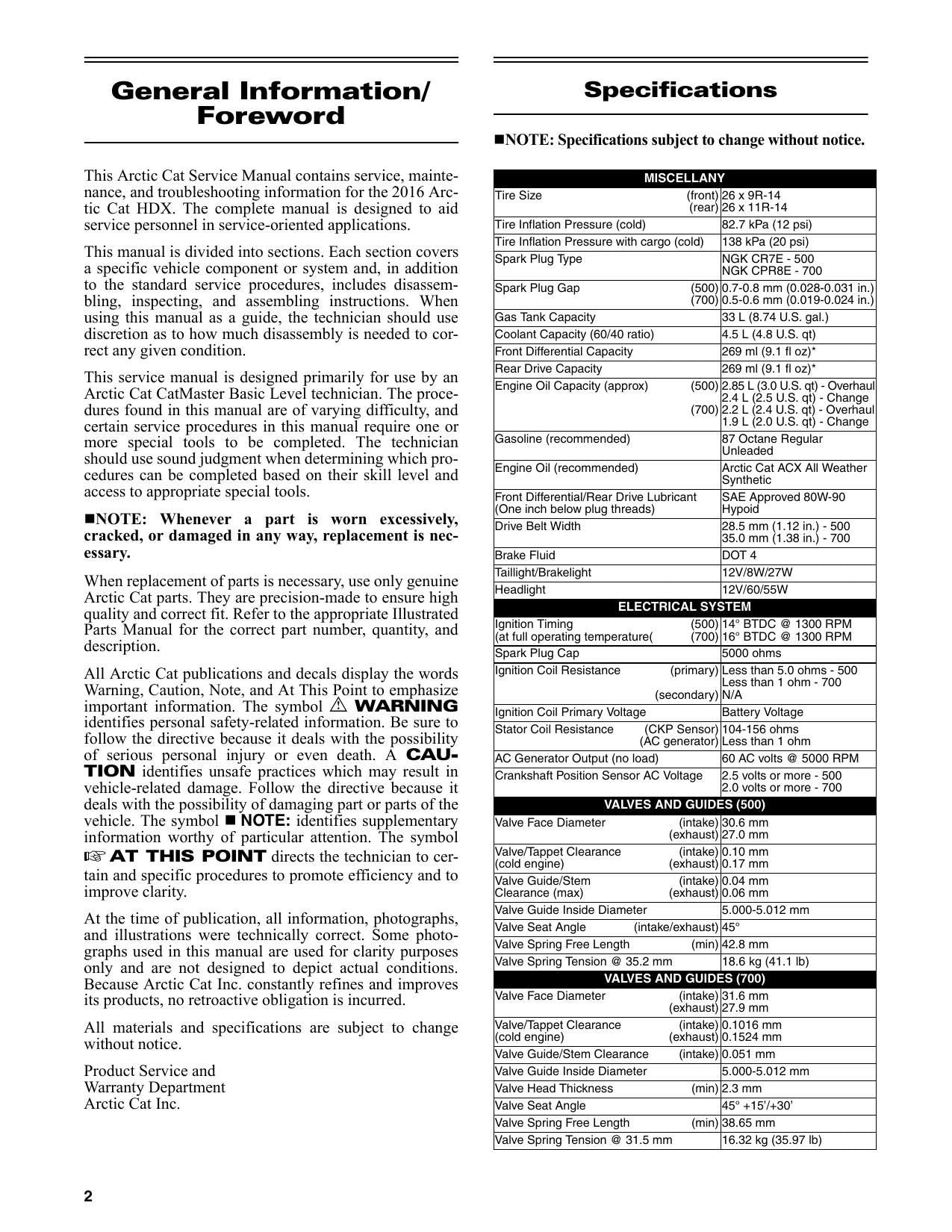 Arctic Cat HDX 500 700 UTV Service Manual | 2017-2021 - sample page 7